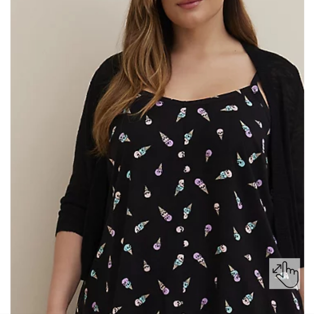 Torrid Goth Black Ice Cream Skulls Halloween Challis Trapeze Dress 3X 22… - Picture 3 of 5